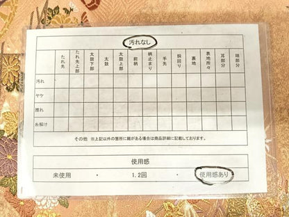 平和屋着物◎六通柄袋帯　唐織　色紙花文　金糸　正絹　逸品　AABG2135yx