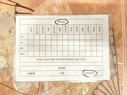 平和屋着物◎六通柄袋帯 唐織 雅扇散蒔絵 金銀糸 正絹 逸品 AABG2137yx