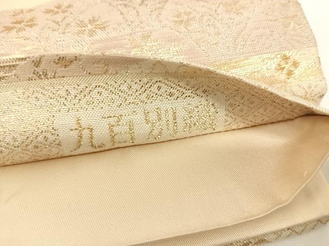 平和屋着物◎六通柄袋帯 九百別織 加賀刺繍調文 金銀糸 正絹 逸品 AABG2138yx