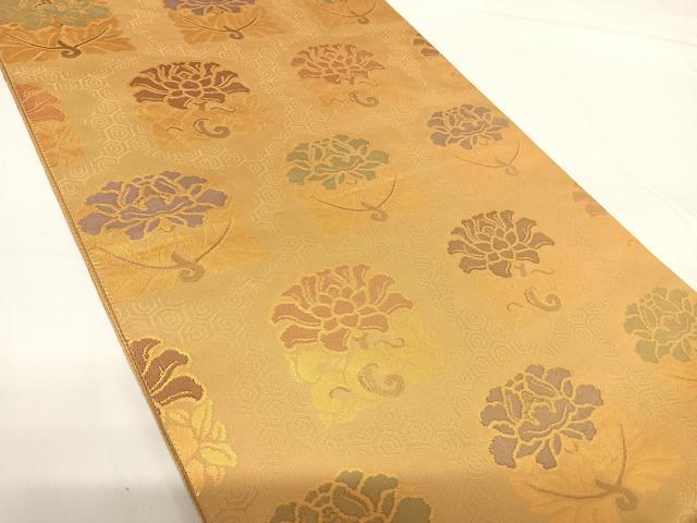 平和屋着物◎六通柄袋帯 更紗花文 金糸 正絹 逸品 AABG2146yx