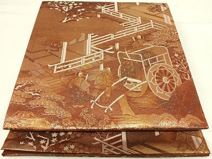 平和屋着物◎六通柄袋帯 彩裳錦 人物風景文 金糸 正絹 逸品 AABG2151yx