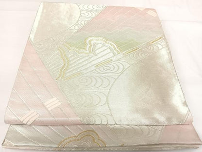 平和屋着物◎六通柄袋帯 流水文 金銀糸 正絹 逸品 AABG2154yx