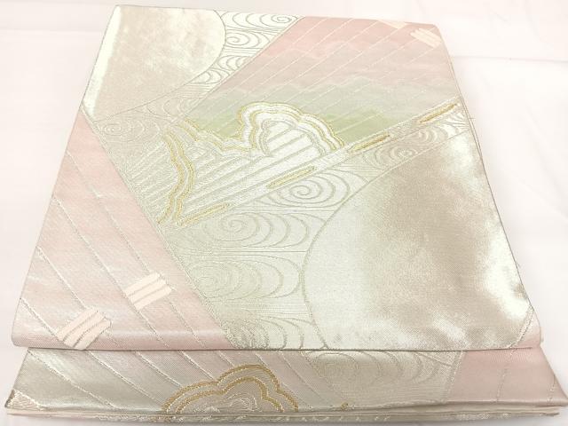 平和屋着物◎六通柄袋帯 流水文 金銀糸 正絹 逸品 AABG2154yx