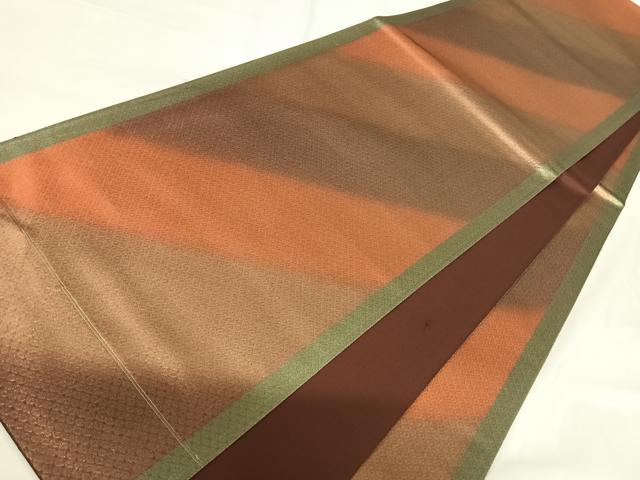 平和屋着物◎全通柄袋帯 斜縞 金糸 正絹 逸品 AABG2155yx