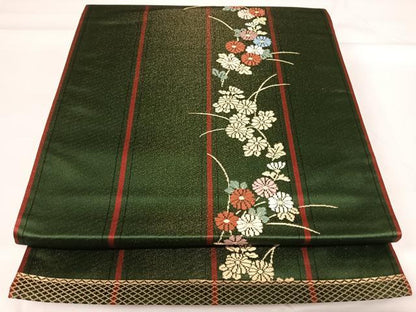 平和屋着物◎六通柄袋帯 唐織 花間道 金糸 正絹 逸品 AABG2157yx