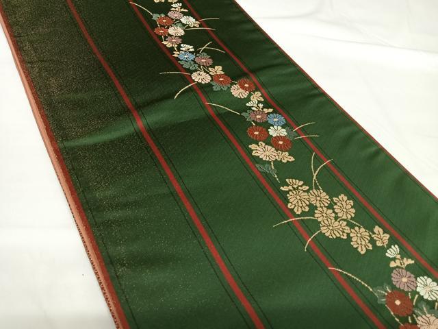 平和屋着物◎六通柄袋帯 唐織 花間道 金糸 正絹 逸品 AABG2157yx