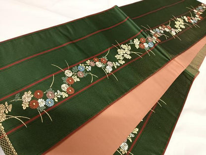 平和屋着物◎六通柄袋帯 唐織 花間道 金糸 正絹 逸品 AABG2157yx