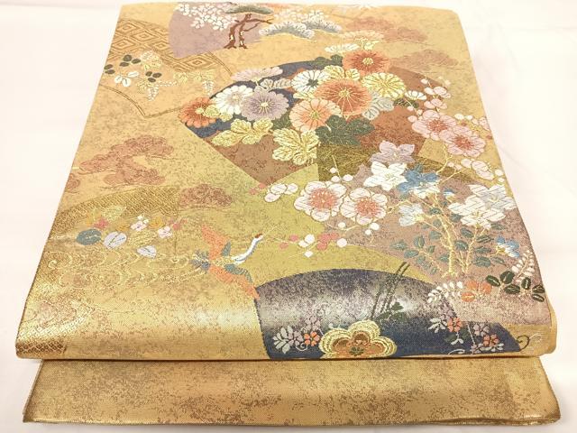 平和屋着物◎西陣 六通柄袋帯 唐織 小袖地紙重ね 金糸 正絹 逸品 AABG2173yx