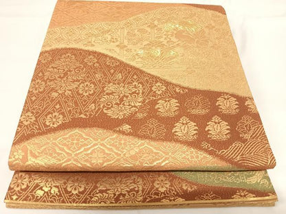 平和屋着物◎六通柄袋帯　高砂　名物裂　金糸　正絹　逸品　AABG2176yx