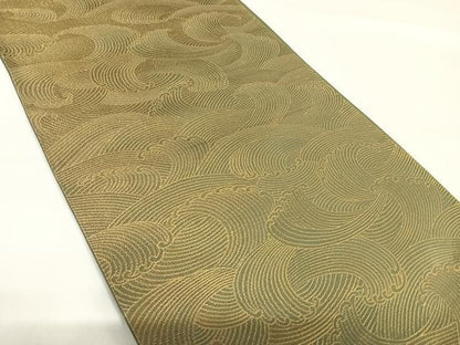 平和屋着物◎六通柄袋帯　立波文　金糸　三越扱い　正絹　逸品　AABG2186yx