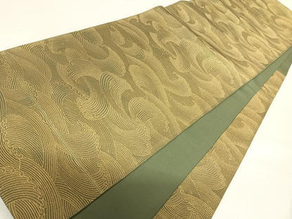 平和屋着物◎六通柄袋帯　立波文　金糸　三越扱い　正絹　逸品　AABG2186yx