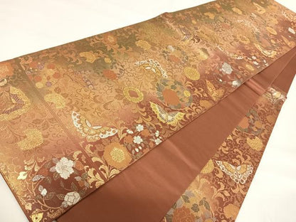 平和屋着物◎六通柄袋帯 華蒔絵 研ぎ出し箔 正絹 逸品 AABG2188yx