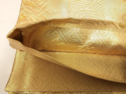 平和屋着物◎佐賀錦　六通柄袋帯　千寿　花菱文　金糸　正絹　逸品　AABG2193yx