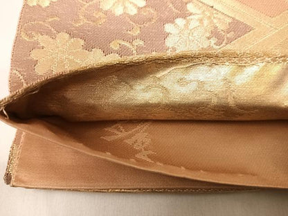 平和屋着物◎六通柄袋帯　本うるし　松皮菱花文　金銀糸　正絹　逸品　AABG2211yx