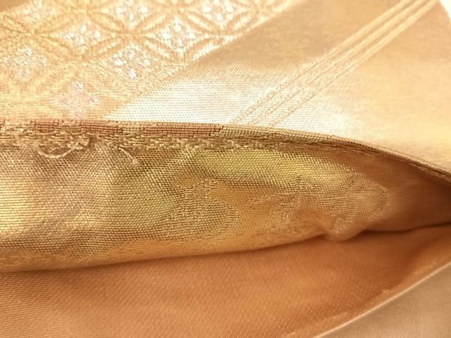 平和屋着物◎六通柄袋帯　本うるし　松皮菱花文　金銀糸　正絹　逸品　AABG2211yx
