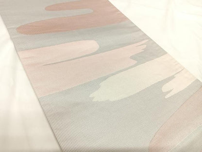 平和屋着物◎全通柄袋帯 エ霞文様 銀糸 正絹 逸品 AABG2222yx