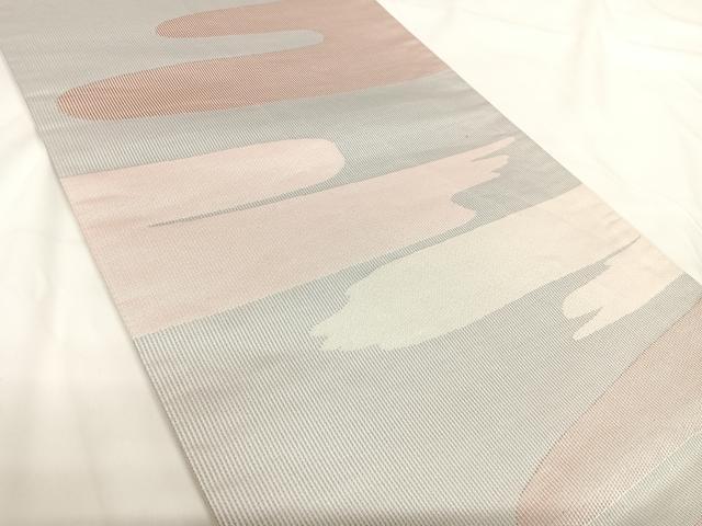 平和屋着物◎全通柄袋帯 エ霞文様 銀糸 正絹 逸品 AABG2222yx