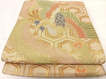 平和屋着物◎六通柄袋帯 鳳凰 金銀糸 正絹 逸品 AABG2224yx