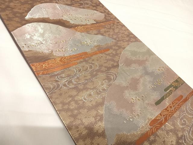 平和屋着物◎六通柄袋帯　唐織　エ霞流水文　金銀糸　正絹　逸品　AABG2231yx