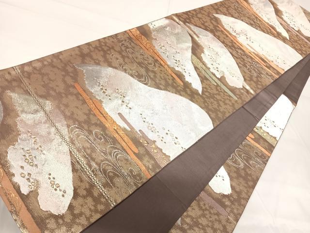平和屋着物◎六通柄袋帯　唐織　エ霞流水文　金銀糸　正絹　逸品　AABG2231yx