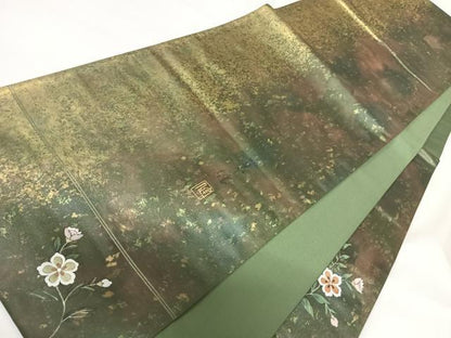 平和屋着物◎六通柄袋帯　作家物　霞文　引箔　正絹　逸品　AABG2244yx