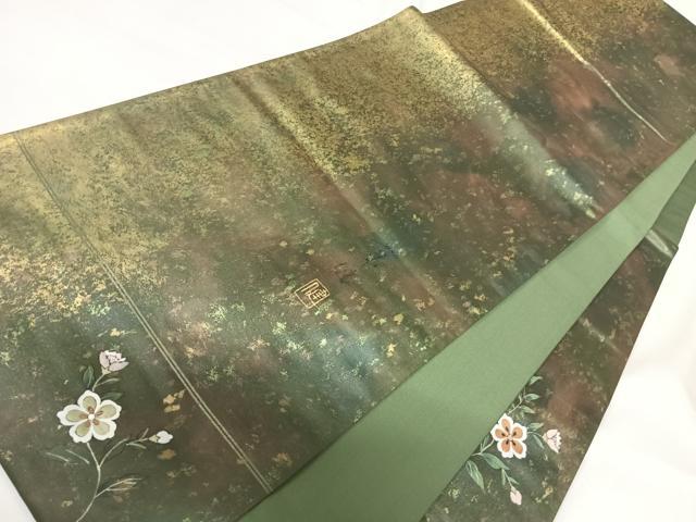 平和屋着物◎六通柄袋帯　作家物　霞文　引箔　正絹　逸品　AABG2244yx