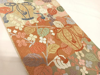 平和屋着物◎佐賀錦　六通柄袋帯　唐織　花陶器文　金糸　正絹　逸品　AABG2249yx