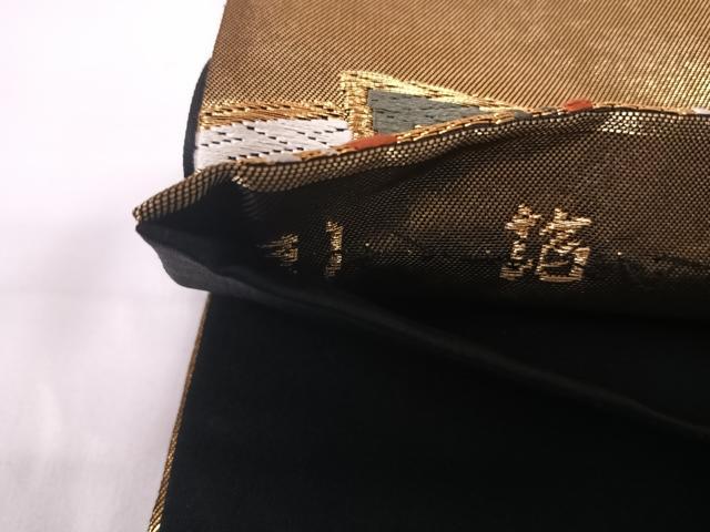 平和屋着物◎六通柄袋帯　唐織　末広　舞扇文　金糸　引箔　正絹　逸品　AABG2251yx