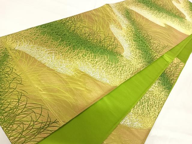平和屋着物◎六通柄袋帯　唐織　芝草文　金糸　正絹　逸品　AABG2262yx