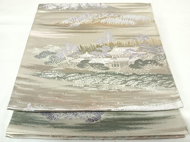 平和屋着物◎六通柄袋帯　宇治平等院　二重箔　正絹　逸品　AABG2270yx