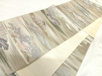平和屋着物◎六通柄袋帯　宇治平等院　二重箔　正絹　逸品　AABG2270yx