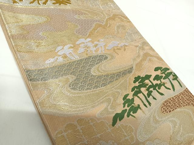 平和屋着物◎六通柄京袋帯　唐織　風景文　金銀糸　正絹　逸品　AABG2288yx