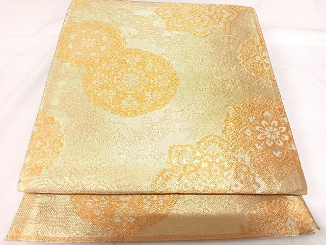 平和屋着物◎佐賀錦 六通柄袋帯 正倉院花文 金糸 正絹 逸品 AABG2289yx