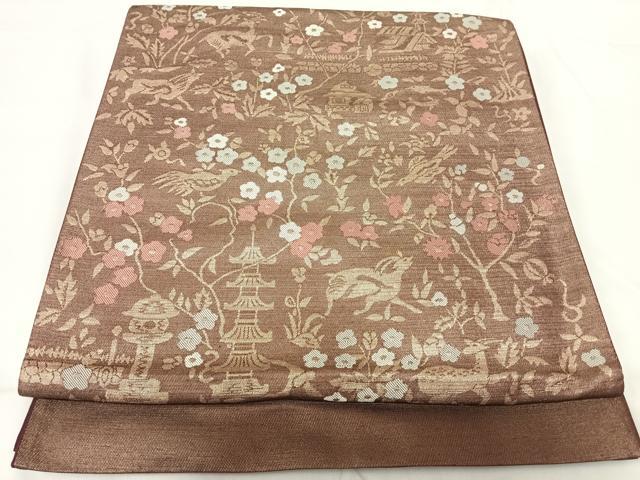平和屋着物◎六通柄袋帯　鳥獣花文　正絹　逸品　AABG2291yx