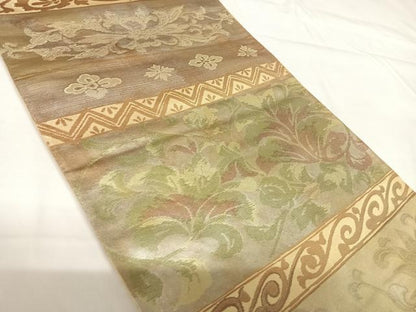 平和屋着物◎六通柄袋帯　横段花文　金糸　正絹　逸品　AABG2292yx