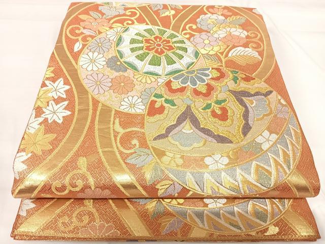 平和屋着物◎佐賀錦　六通柄袋帯　花毬文　金銀糸　正絹　逸品　AABG2293yx
