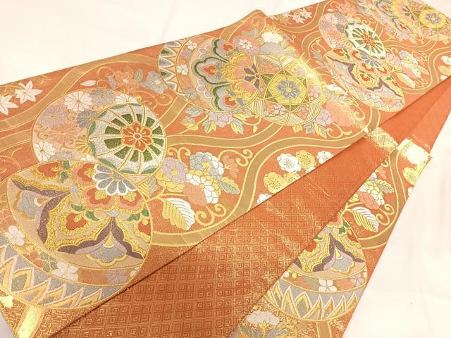 平和屋着物◎佐賀錦　六通柄袋帯　花毬文　金銀糸　正絹　逸品　AABG2293yx