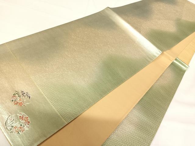 平和屋着物◎六通柄袋帯　霞文　銀糸　正絹　逸品　AABG2304yx