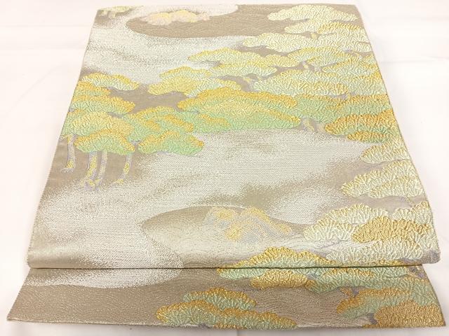 平和屋着物◎六通柄袋帯　唐織　友松浜松園　金銀糸　三越扱い　正絹　逸品　AABG2307yx