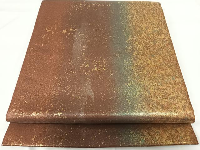 平和屋着物◎六通柄袋帯　作家物　霞文　金糸　引箔　正絹　逸品　AABG2308yx