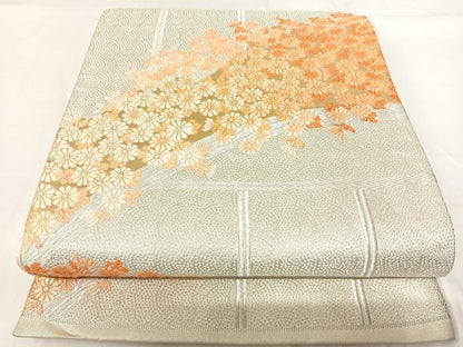 平和屋着物◎六通柄袋帯 唐織 草花文 金銀糸 正絹 逸品 AABG2311yx