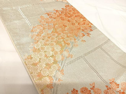 平和屋着物◎六通柄袋帯 唐織 草花文 金銀糸 正絹 逸品 AABG2311yx