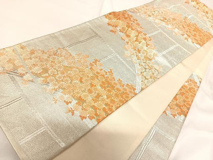 平和屋着物◎六通柄袋帯 唐織 草花文 金銀糸 正絹 逸品 AABG2311yx
