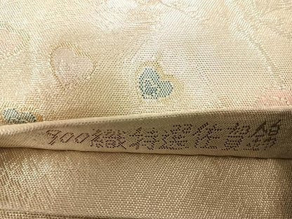 平和屋着物◎900織特選佐賀錦　六通柄袋帯　孔雀花文　金銀糸　正絹　逸品　AABG2316yx