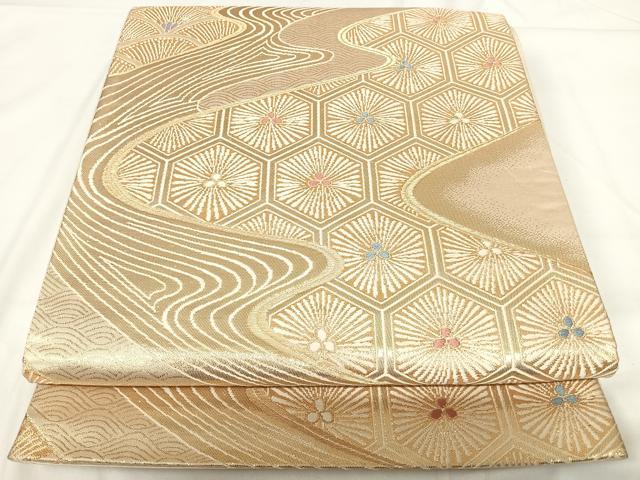 平和屋着物◎六通柄袋帯　唐織　光悦錦　吉祥流水文　金糸　正絹　逸品　AABG2318yx