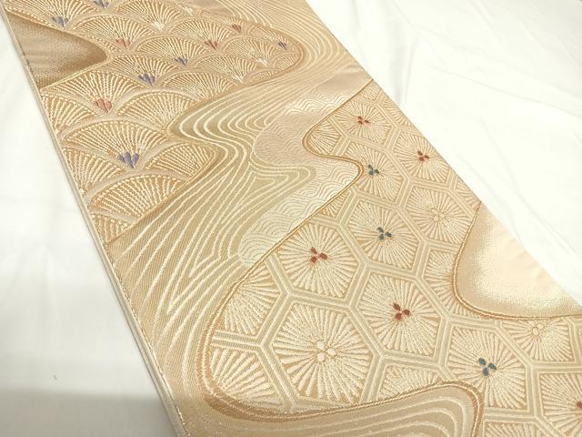 平和屋着物◎六通柄袋帯　唐織　光悦錦　吉祥流水文　金糸　正絹　逸品　AABG2318yx