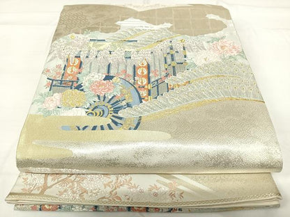 平和屋着物◎六通柄袋帯　唐織　古都祭礼文　金銀糸　正絹　逸品　AABG2326yx
