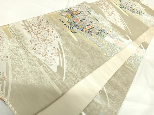 平和屋着物◎六通柄袋帯　唐織　古都祭礼文　金銀糸　正絹　逸品　AABG2326yx