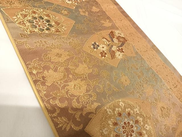 平和屋着物◎六通柄袋帯　地紙花鳥文　金糸　正絹　逸品　AABG2337yx
