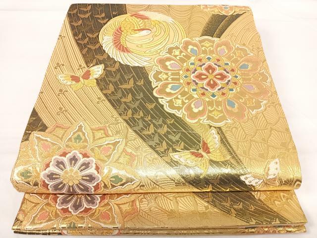 平和屋着物◎六通柄袋帯 唐織 正倉院花鳥文 金糸 鈴乃屋扱い 正絹 逸品 AABG2342yx